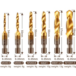 6 Pieces Metric Thread Tap Drill Bits Set