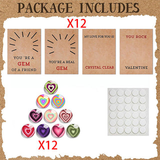 SAKER® 24 Pack Valentines Cards with Heart-Shape Crystals