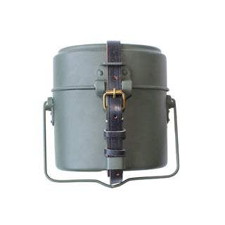 Green  Mess Kit Tin with Leather Strap Dinner Box