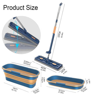 SAKER® Large Flat Mop and Scalable Bucket with Wheels