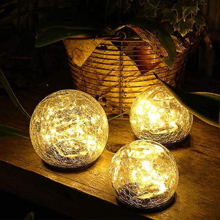 Solar LED Crackle Glass Ball Ground Lights