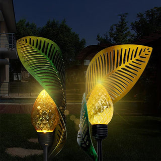 Solar Leaf Crackle Garden Decor Light