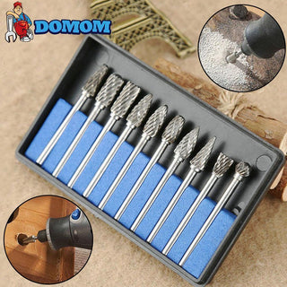 DOMOM 10pcs Tungsten Steel Grinding Head Set