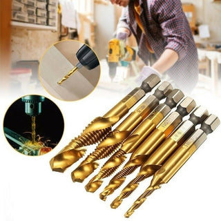 6 Pieces Metric Thread Tap Drill Bits Set