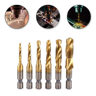 6 Pieces Metric Thread Tap Drill Bits Set