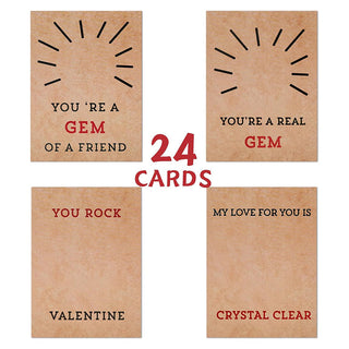 SAKER® 24 Pack Valentines Cards with Heart-Shape Crystals