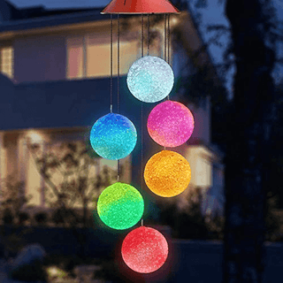 Outdoor Solar Powered Crystal Ball Light Wind Chime Lights