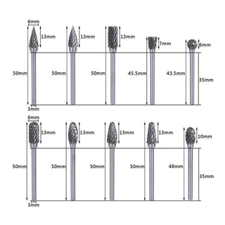 DOMOM 10pcs Tungsten Steel Grinding Head Set