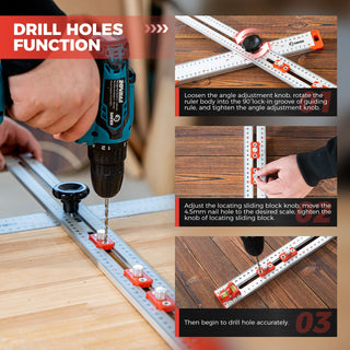 SAKER® 4 in 1 Drilling Positioning Ruler