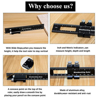 Saker Woodworking Multi-Function Marking Ruler Set