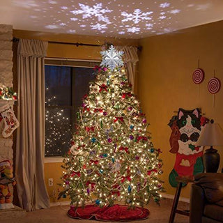 Christmas Tree Topper with LED Snowflake Projector