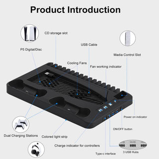 SAKER Charging Base Cooling Bracket for Dual PS5 Controller