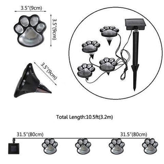 Solar-Powered Paw Print Lights Garden Lantern