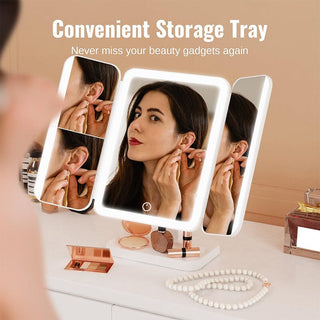 SAKER® Tri-Fold Lighted Vanity Mirror