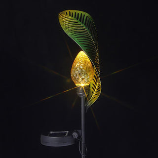 Solar Leaf Crackle Garden Decor Light