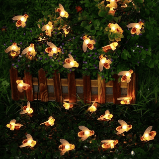 Solar-Powered LED Bee String Lights