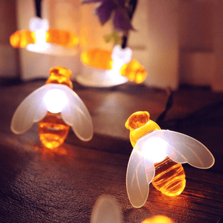 Solar-Powered LED Bee String Lights