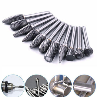 DOMOM 10pcs Tungsten Steel Grinding Head Set