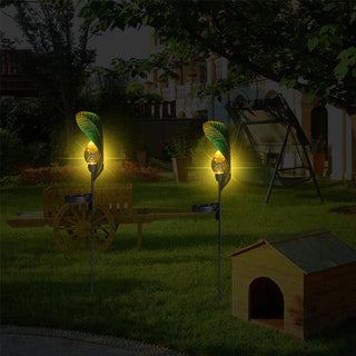 Solar Leaf Crackle Garden Decor Light