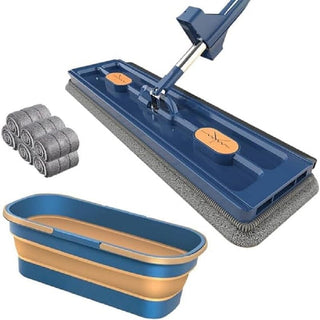 SAKER® Large Flat Mop and Scalable Bucket with Wheels