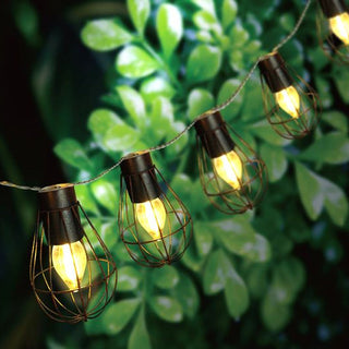 Solar Cage Lantern String Lights