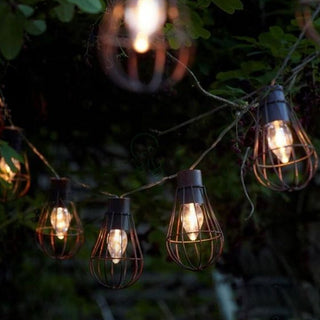 Solar Cage Lantern String Lights