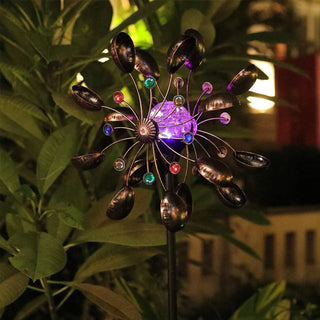 Solar Powered Glass Ball Wind Spinner