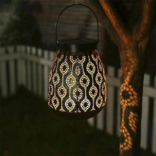 Solar-Powered Iron Moroccan Lamp