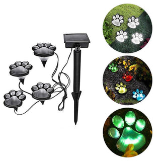 Solar-Powered Paw Print Lights Garden Lantern