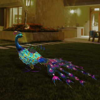 Solar Powered Peacock Garden Statue