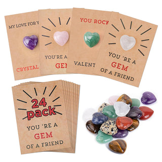 SAKER® 24 Pack Valentines Cards with Heart-Shape Crystals