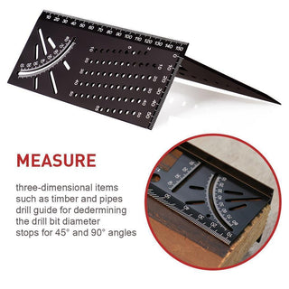 Saker® 3D Mitre 45 90 Degree Angle Measuring Ruler Marking Gauge Carpenter's Tool